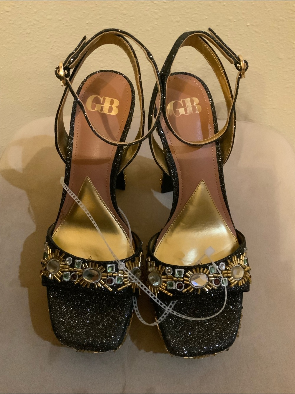Gianni Bini Black Jeweled Platform Sandals - Picture 4 of 8